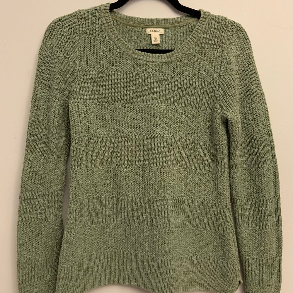 L.L. Bean Sage Green Pullover Sweater 100% Cotton